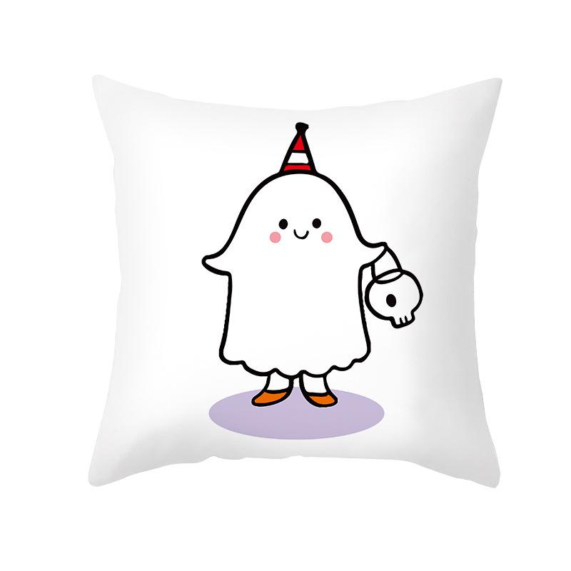 Halloween Pillow Cover New Product Cartoon Pumpkin Castle Print Peach Skin Cushion Cover Pillow Cover