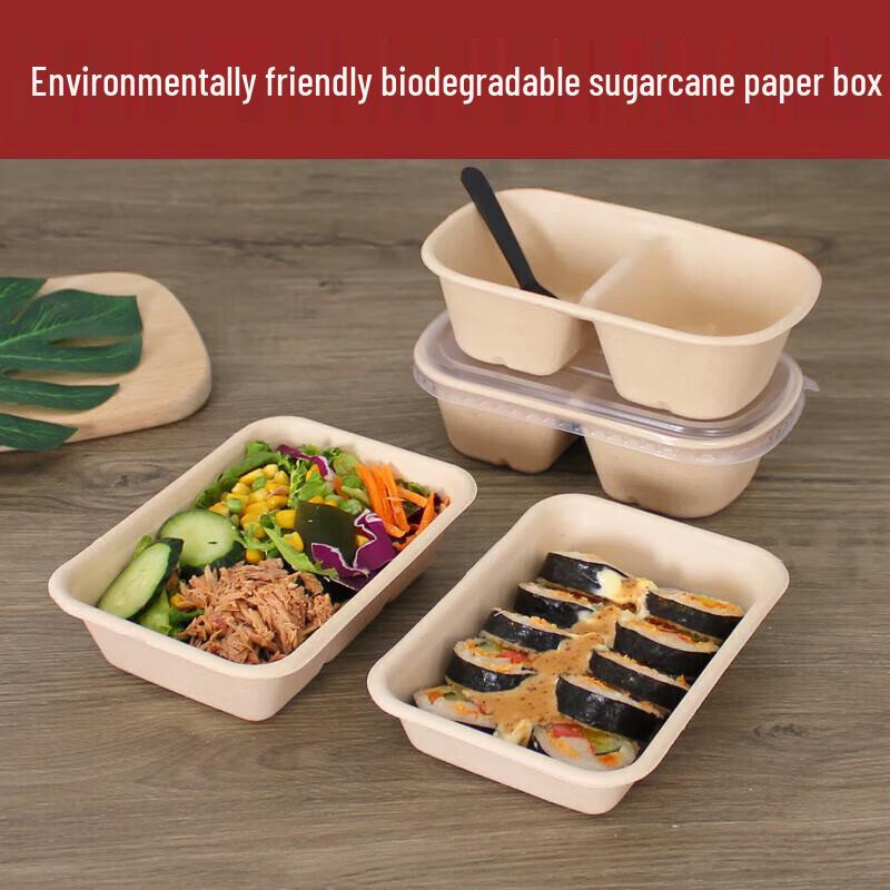 Biodegradable 1000ml Single Compartment Meal Box with Clear Lid