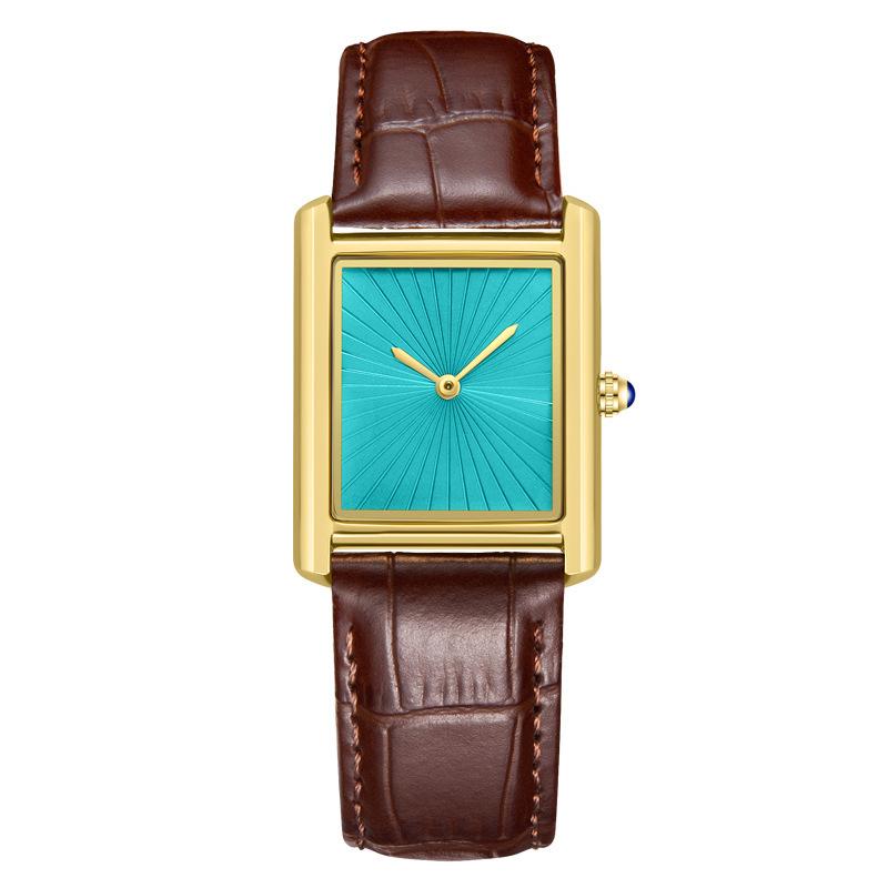 Men'S Casual Watch Classic Simple Square Two-Pin Quartz Watch Belt Men'S Watch