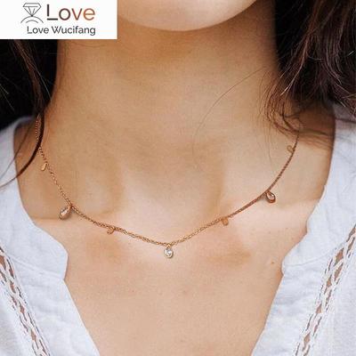 Teardrop Charm Choker Necklace ,Water Drop Layering Dangling ,Stainless Steel Minimalist Simple Chain Necklace
