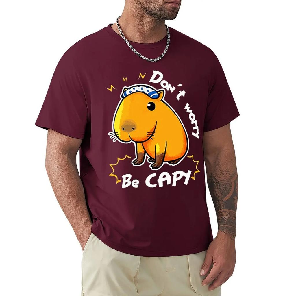 Capivara Capivara Love Dont Worry Be Capy Camisetas Desenhos animados Camisetas gráficas Roupas legais de manga curta Camisetas de streetwear Tops