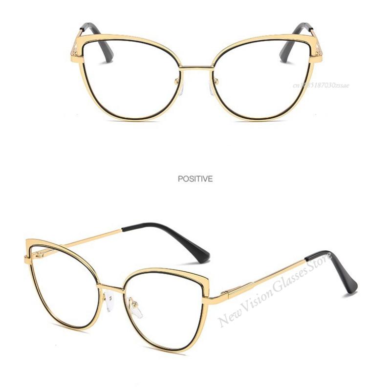 Trend Blue Light Blocking Optical Spectacles Eyeglasses Metal Cat Eye Eyewear Men Women Vintage Ultralight Computer Glasses