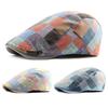 Newsboy Caps Advanced Flat Vintage Plaid Contrast Colors Men Hat for Daily Wear