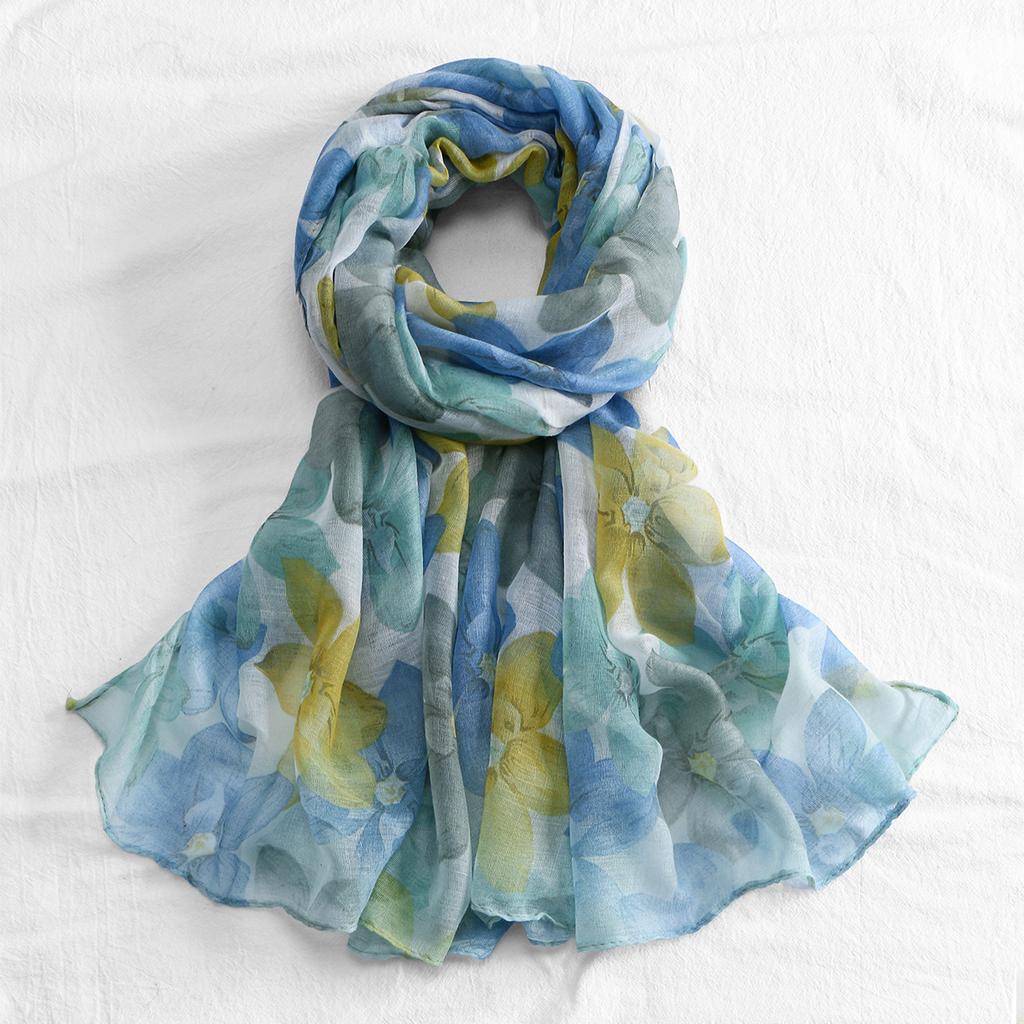 Wrap Silk Film Scarfs For Women Lightweight Fashion Scarves Sunscreen Neck Scarves For Women Print Floral Pattern Scarf Shawl