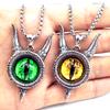 Vintage Lucifer Satan Stainless Steel Necklace Pendant Men Gothic Satan Demon Eye Pendant Punk Hip Hop Pagan Jewelry