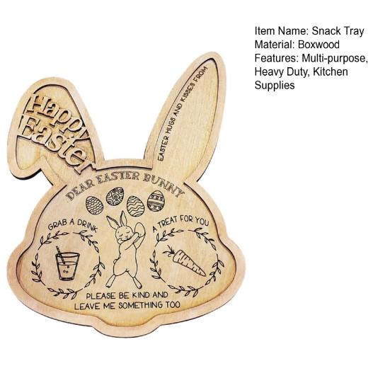 Easter Bunny Treat Wooden Fruits Candies Desserts Serving Tray Tray Rabbit Shape Appetizer Snacks Food