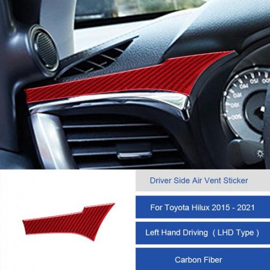 Red Carbon Fiber Car Driver Aiv Vent Up Cover Sticker For Toyota Hilux 2015-