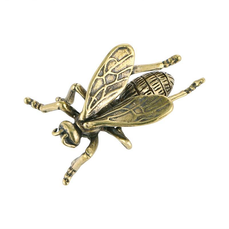 New Solid Brass Insect Bee Figurines Miniatures Tea Pet Crafts Collection Desktop Small Ornaments Home Decoration Accessories