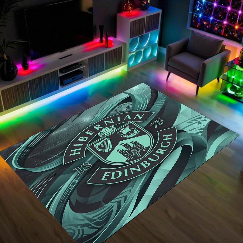 Hibernian FC Design Crystal Velvet Carpet Cozy Non?Slip Printed Rug For Bedroom Living Room Entrance