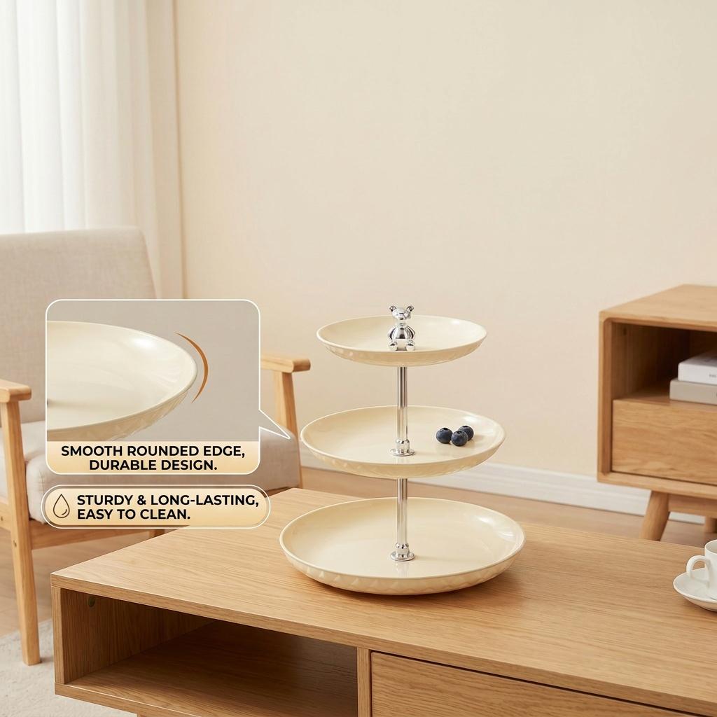 2/3 Tier Serving Tray Tiered Plastic Plates Cake Stand Fruit Bowl Dessert Food Snack Dish Buffet Tableware Kitchen Home Decor
