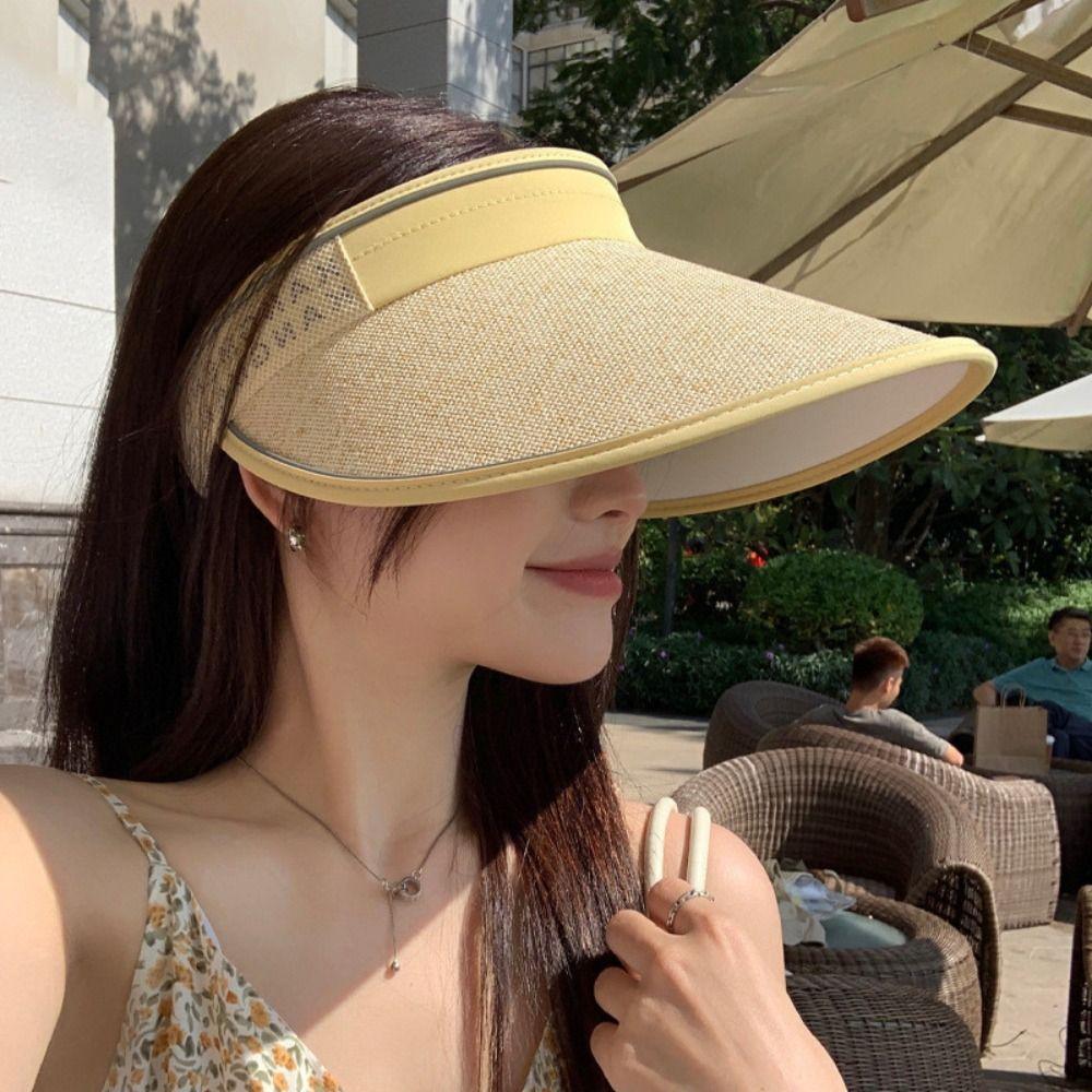 

Портативная соломенная кепка с солнцезащитными козырьками, летняя пляжная шляпа для женщин и девочек