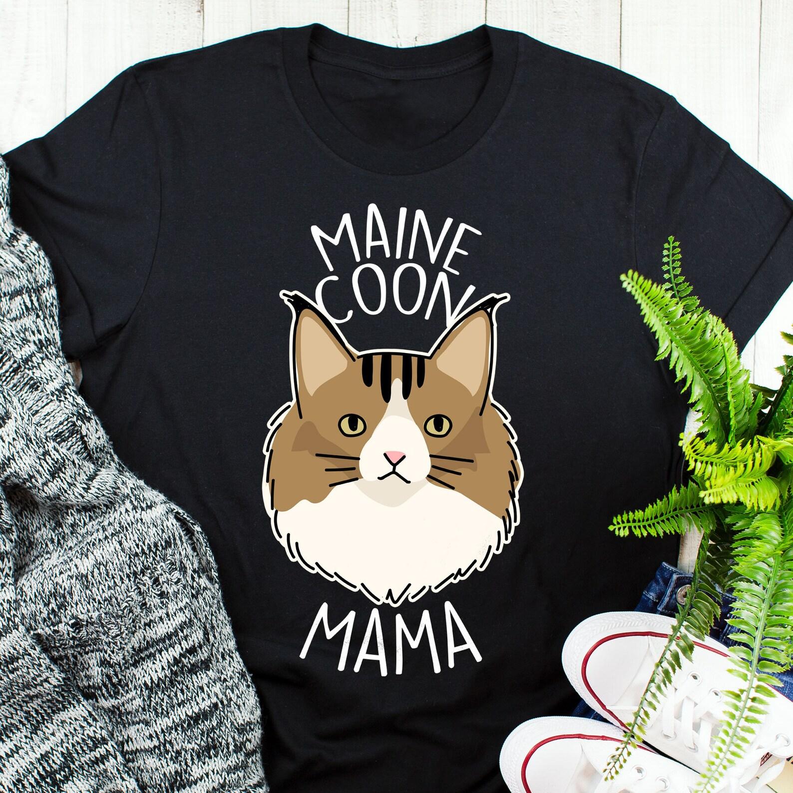 Maine Coon Mama Shirt, , Cat Lover Gift, Cute Pet T-shirt, Maine Coon Lover Tshirt, Maine Coon Tee, Cat Mom Brown Tabby 150