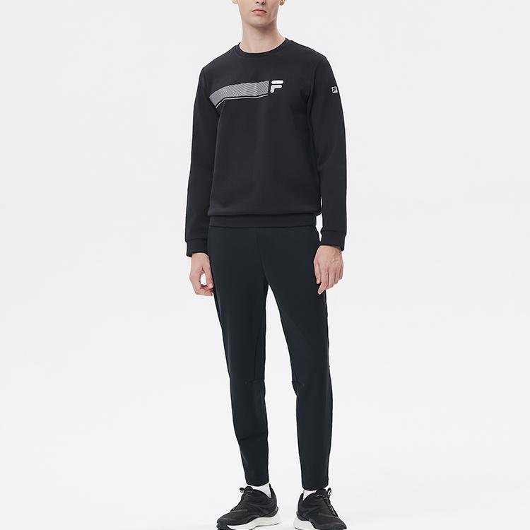 Fila Athletics Logo Print Pullover Crewneck Sweatshirt Men Sweatshirt Deep-Black A11M141204F-BK