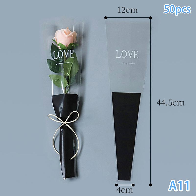 50pcs Mermaid Wavy Pattern Flower Bouquet Gift Cellophane Bag Wrapping Paper Bag Valentine's Day Mother's Day Single Rose Bags
