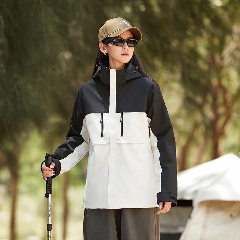 Mens Womens 3-in-1 Waterproof Windproof Hiking Jacket Outdoor Sport Coat With Hood
