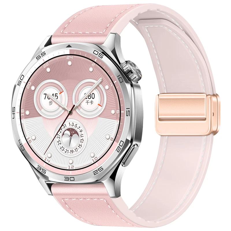 22mm 20mm Skórzany+Silikonowy Pasek do Huawei Watch GT6/GT5/Pro GT4 3 Pro 46mm Sportowa Opaska na Nadgarstek dla Samsung Galaxy Watch 7 6 5 Pasek