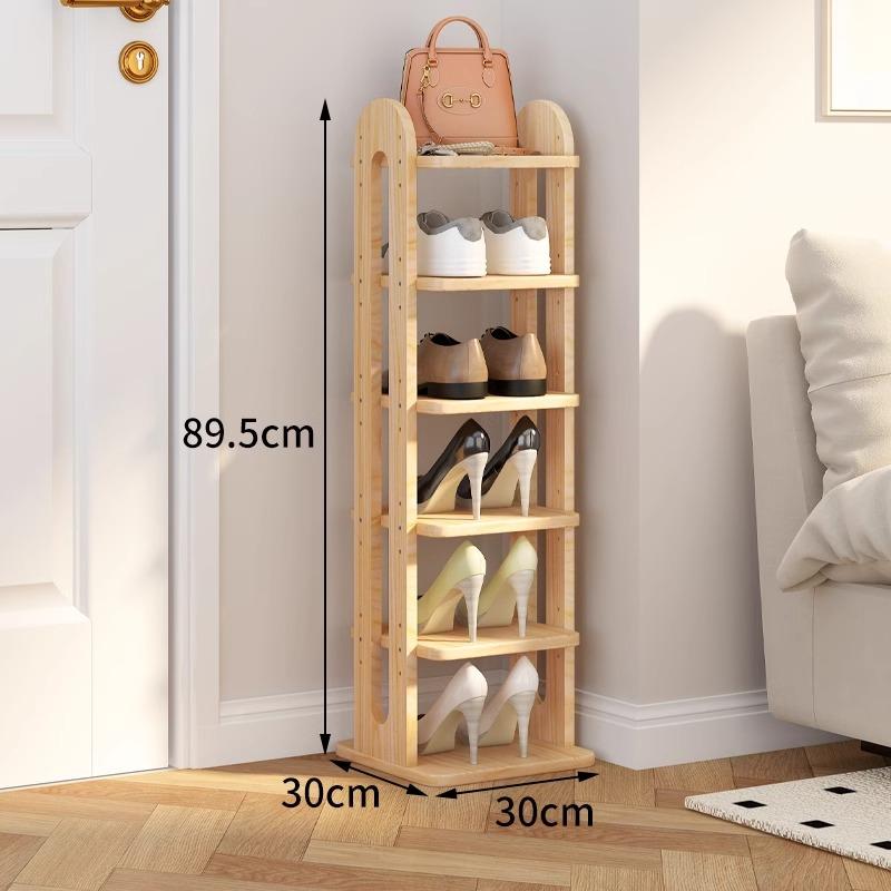 Adjustable Solid Wood Shoe Rack - Slim Entryway Organizer for Small Spaces Multi-Tier Storage Shelf for Dorms/Apartments &Closet