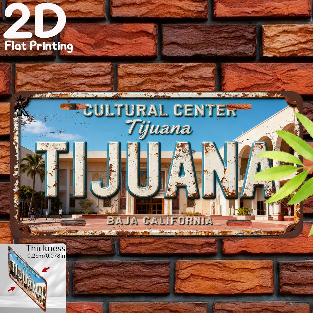 Плоская 2D, Винтажная алюминиевая табличка, Декоративная табличка и украшение, Тихуана, Мексика, Винтажный декор для дома, Винтажная настенная табличка 15x30cm(5.9x7.8inch)