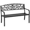 Garden/Patio Bench, Cast Iron Steel, 2 Seats, 127 x 60 x 87 cm, Max Load 240 kg, Black