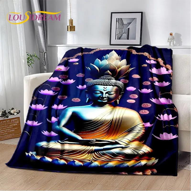Manta de felpa suave de Buda Sakyamuni budismo fe religión, manta de franela para sala de estar, dormitorio, cama, sofá, oración