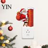 Decorative Christmas Wall Stickers Santa Claus Switch Sticker, Light Decal for Xmas Holiday, Party Supplies Removable Self-Adhesive Sticker