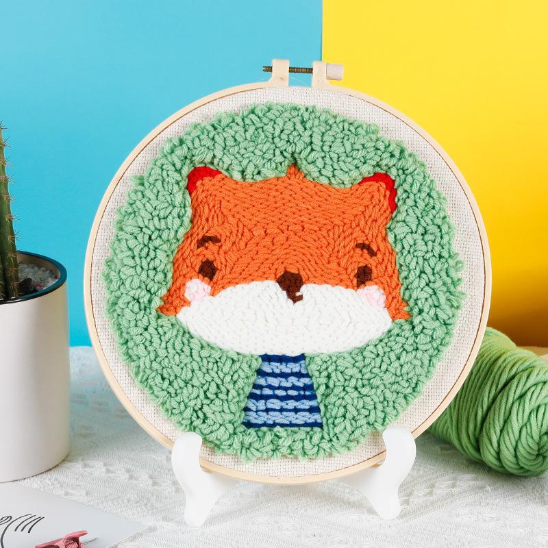 Russian DIY Punch Needle Embroidery Kit: Includes Yarn, Needle, Latch Hook, & Hoop for Knitting & Ornament Crafting