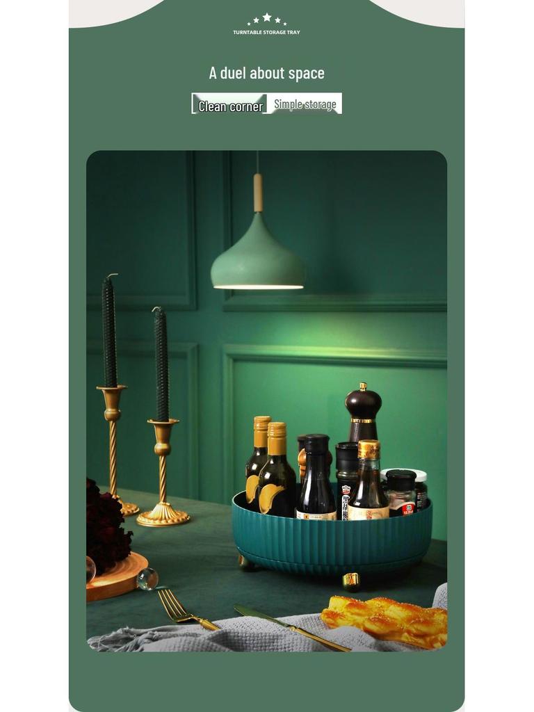 Rotating Kitchen Storage Tray for Snacks, Fruit, and Seasoning Bottles