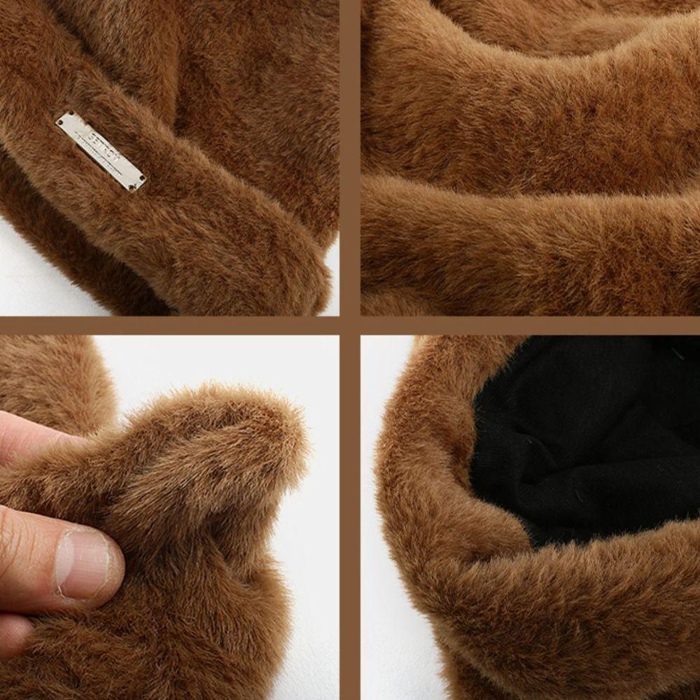 Imitation Mink Wool Cat Ears Hat Fluffy Winter Plush Hat Personality Knitted Cap  Outdoor