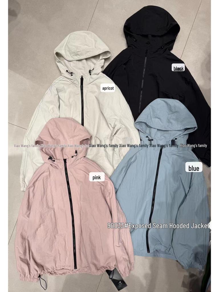 Xiao Wang's Spring Korean Style Plus Size Casual Hooded Windbreaker Jacket