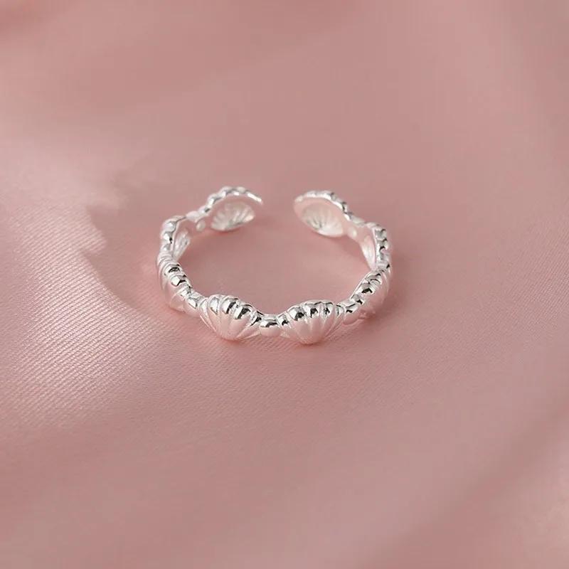 PONYKISS  Sterling Silver Cute Shell Opening Rings for Women Animal Fine  Minimalist Personality Accessories in Summer