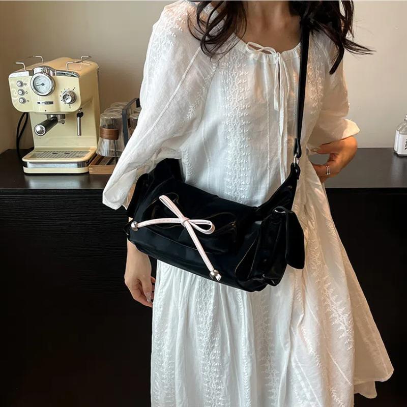 Fashion Women Crossbody Shoulder Bag Bowknot Backpack Large Capacity Outing Beach Bag Totes Bag Casual Underarm Bag Commuting Bag