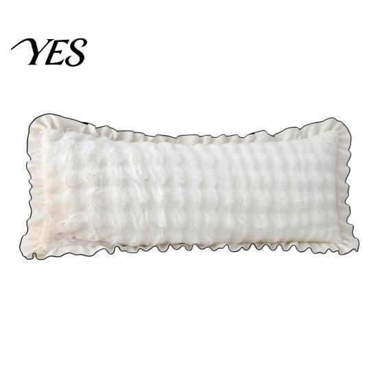 Luxury Decorative Sofa Cushion Covers Fluffy Body Pillow Cover, Faux Rabbit Fur Bed Cover with Zipper, Ruffle Hidden Zipper Trim, Plush Bubble