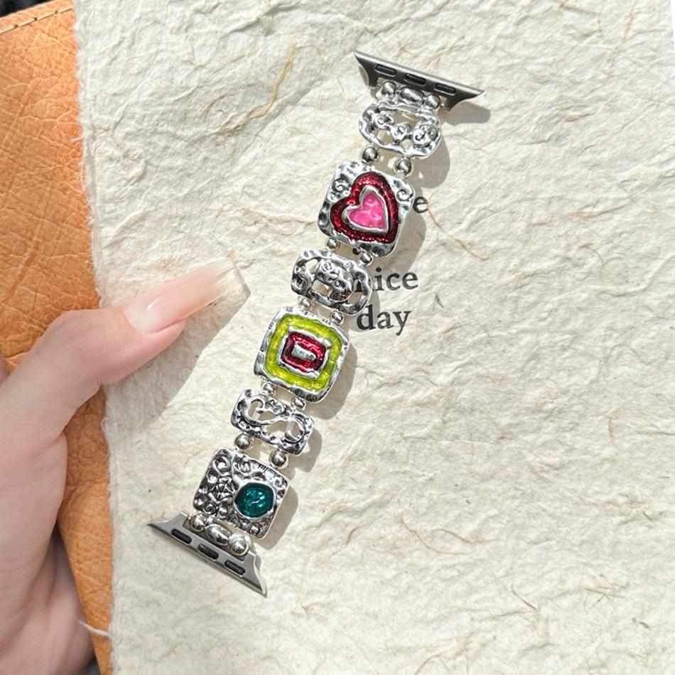 

Strap For Apple Watch Band S11 S10/9/8/7/6/SE/5/Ultra 3 2 IWatch 49/46/45/44/42/41/40/38mm Luxury Vintage Exotic Metal Bracelet 38 40 41(S11 10)42MM