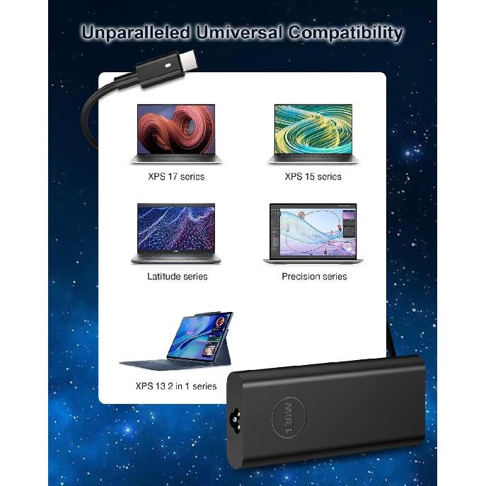 Charger for Dell 130W Laptop USB C Type C AC Adapter for Dell XPS 15 17 2in1 9575 9500 9700 Precision 5530 2in1 5550 5750 3560 Latitude 7410 7310