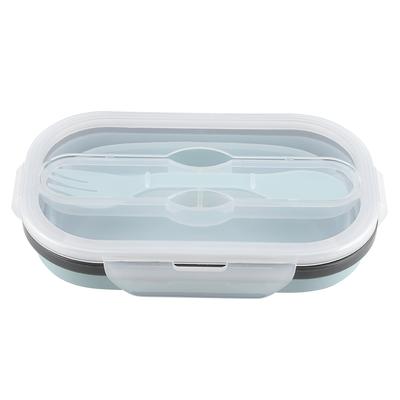 Faltbare Lunchbox aus lebensmittelechtem Silikon, tragbar, rechteckig, Vorratsbehälter für Lebensmittel