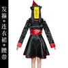 Xian Yi Chinese Vampire Vintage Print Halloween Cosplay Funny Party Zombie Costume Dress 019