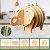 Wooden Trivet Coaster Set Creative Animal-Shaped Heat-Resistant Placemats for Cups Pots Stackable Versatile Desk Decor for Home Kitchen Outdoor Dining