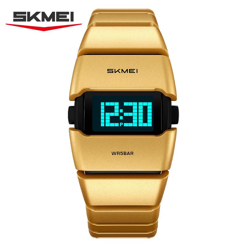 Skmei 2710 Fashion Luxury Men Digital Watch Excel Stainless Steel Band Luminous Calendar Stopwatch Sports Wrist Watch