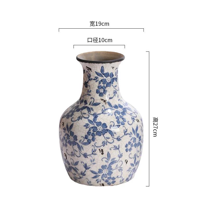 Blue and White Porcelain Vases Flower Arrangements Living Room Decorations Chinese Style Ceramic Home Decoration Retro Porcelain