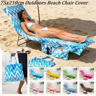 Outdoor Strandstuhlbezug Mikrofaser Handtuchstoff Liegestuhl Hülle Weicher Saugfähiger Sonnenliege Bett Schutz für Strandstuhlbezug