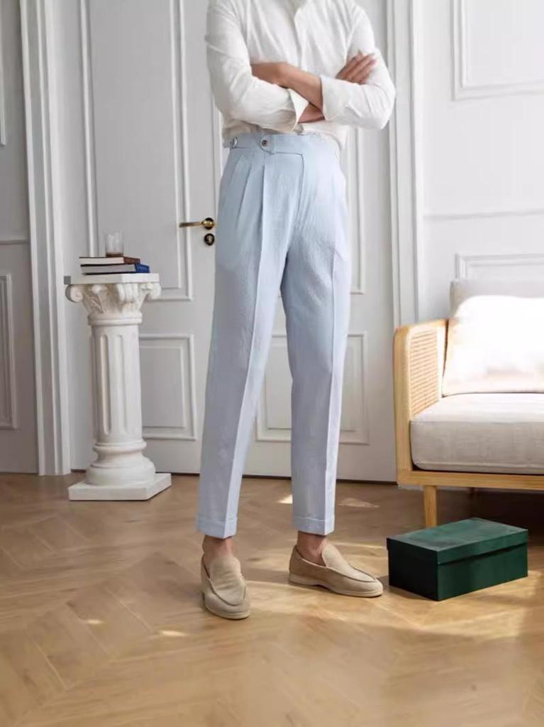 Herren Sommer High-Waist Gaze Gerade Hose - Eleganter Lässiger Britischer Stil.