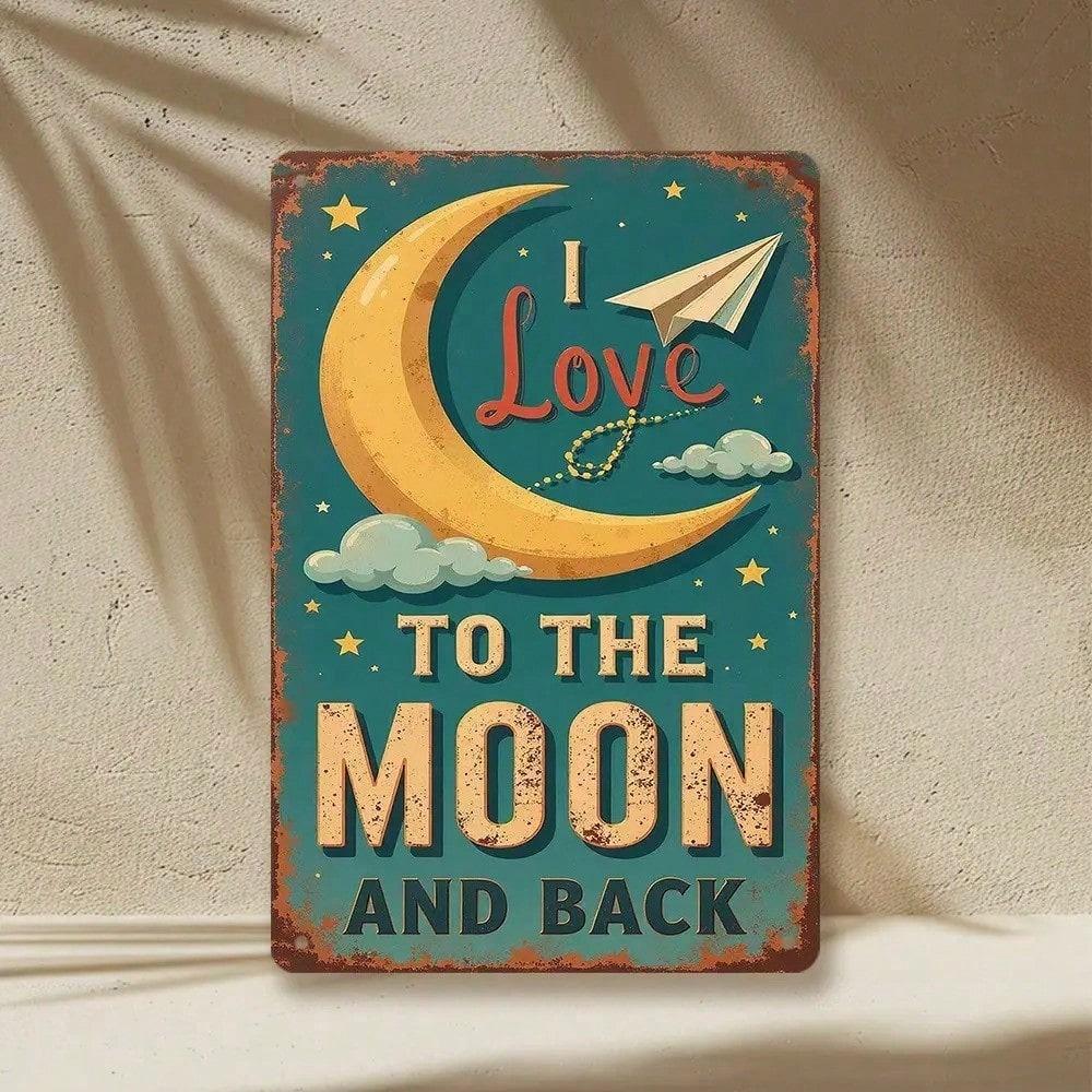

To The Moon And Back Metal Sign Vintage Wall Art Rustproof 2D Decor різнокольоровий