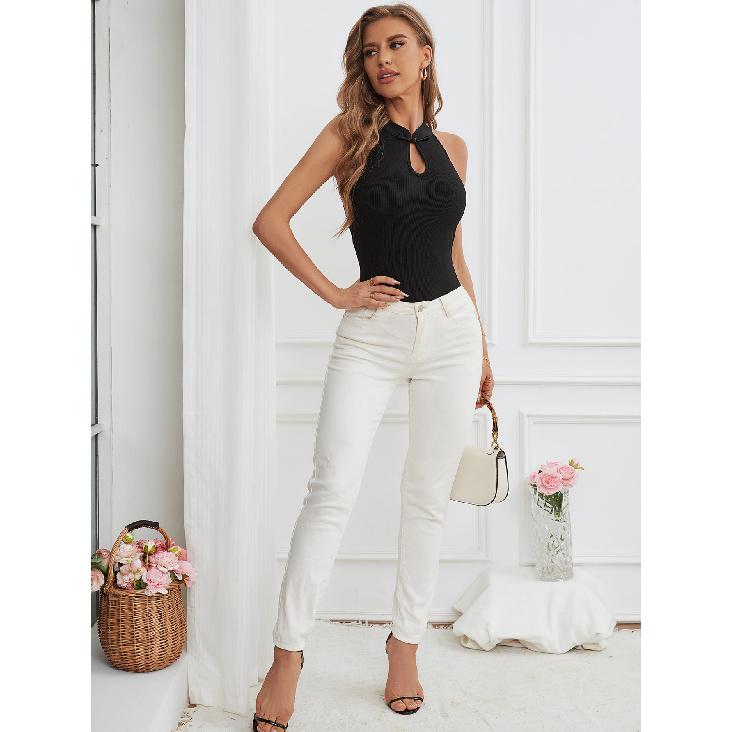 Nuovo Estivo Casual Temperamento Aderente Sexy Canotta T-Shirt Senza Maniche Spallina Versatile Top Senza Spalline Donna