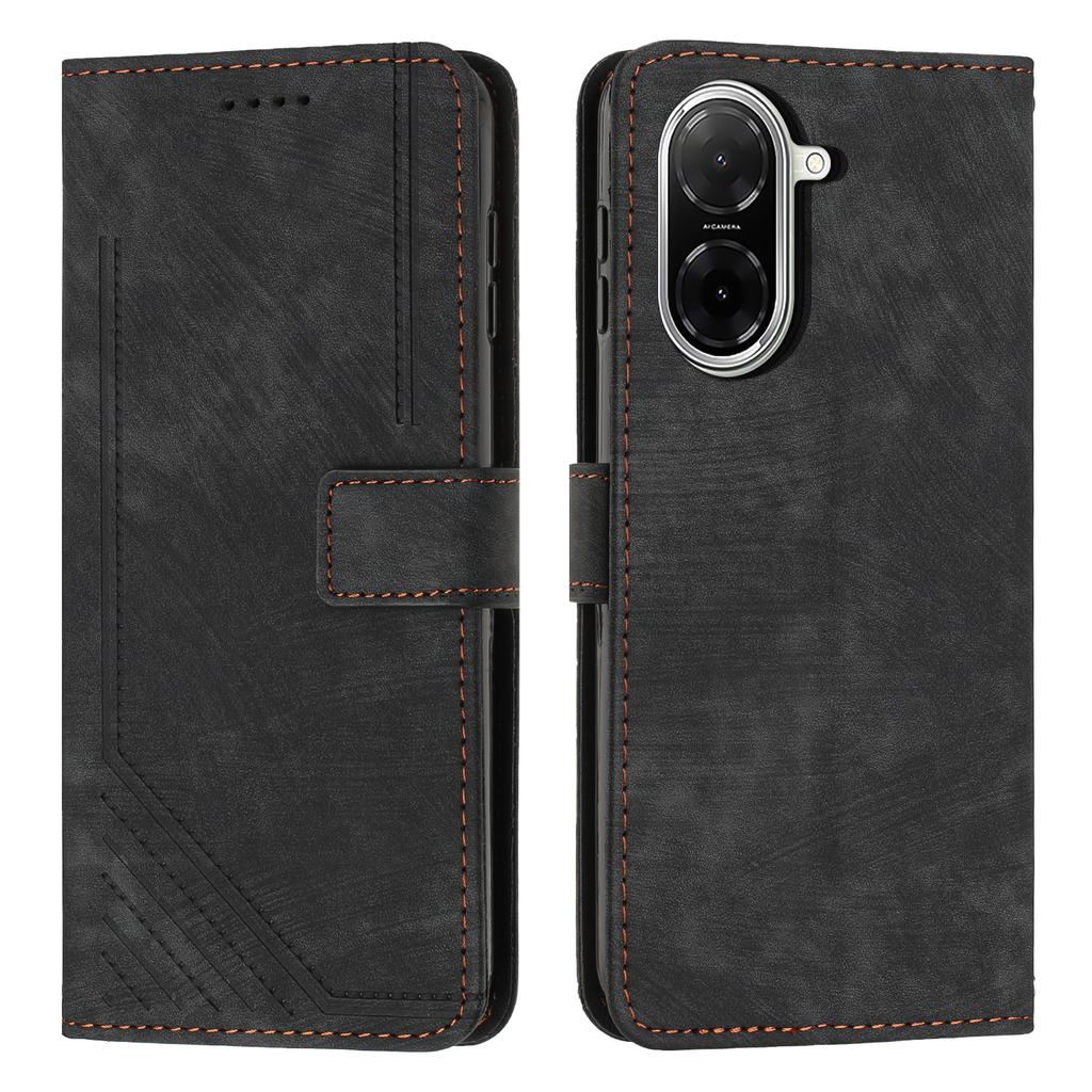 Wallet Case for Xiaomi Redmi A5 4G (171.7mm)/Poco C71 4G Imprinted Lines Leather Phone Cover with Stand
