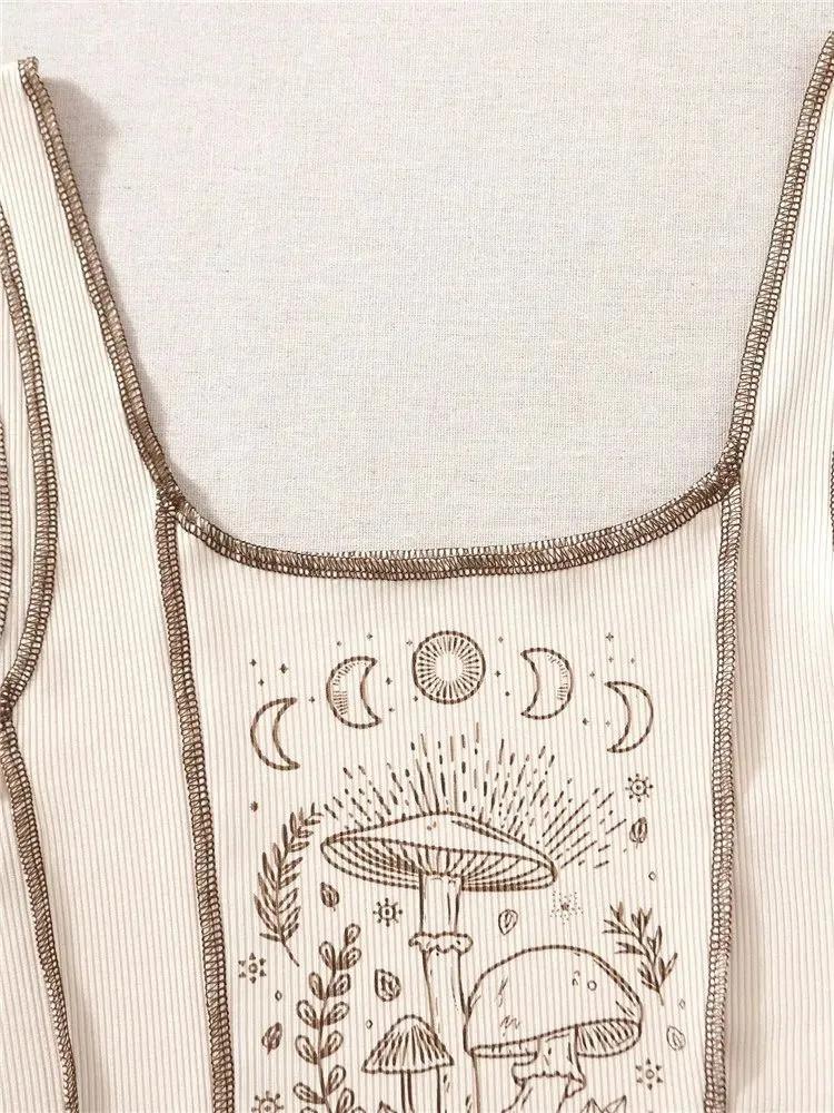 Bauchfreies Top phumee Ärmellos Gothic Grunge Print A0826