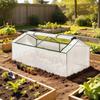Mini Greenhouse, Pointed Roof, Mosquito Net Window, Powder-Coated Metal, 180 x 90 x 70 cm, White