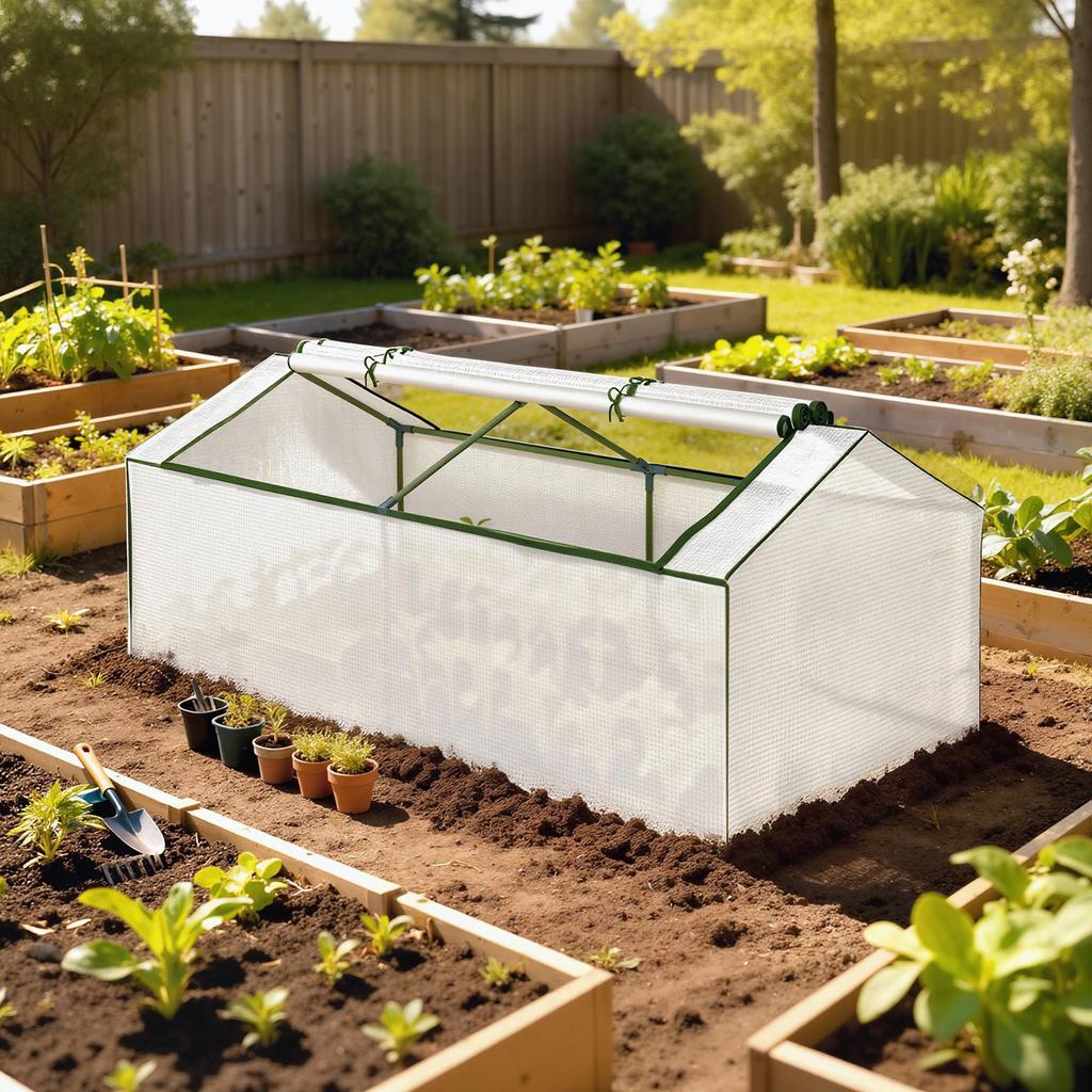 Mini Greenhouse, Pointed Roof, Mosquito Net Window, Powder-Coated Metal, 180 x 90 x 70 cm, White