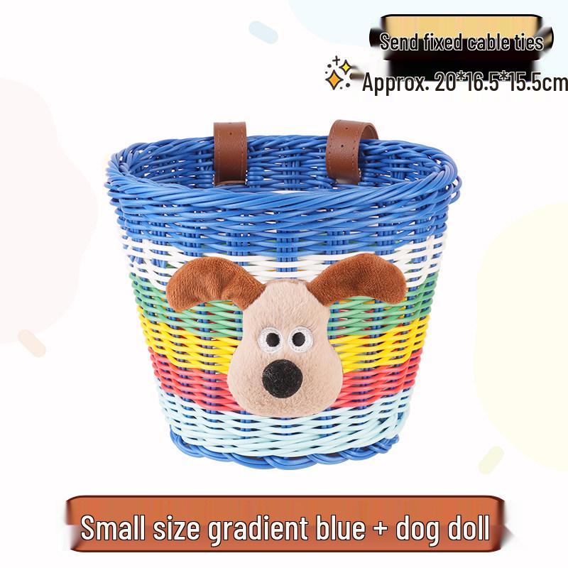 Retro Woven Front Basket for Children's Bicycles, Scooters, or Doll Strollers