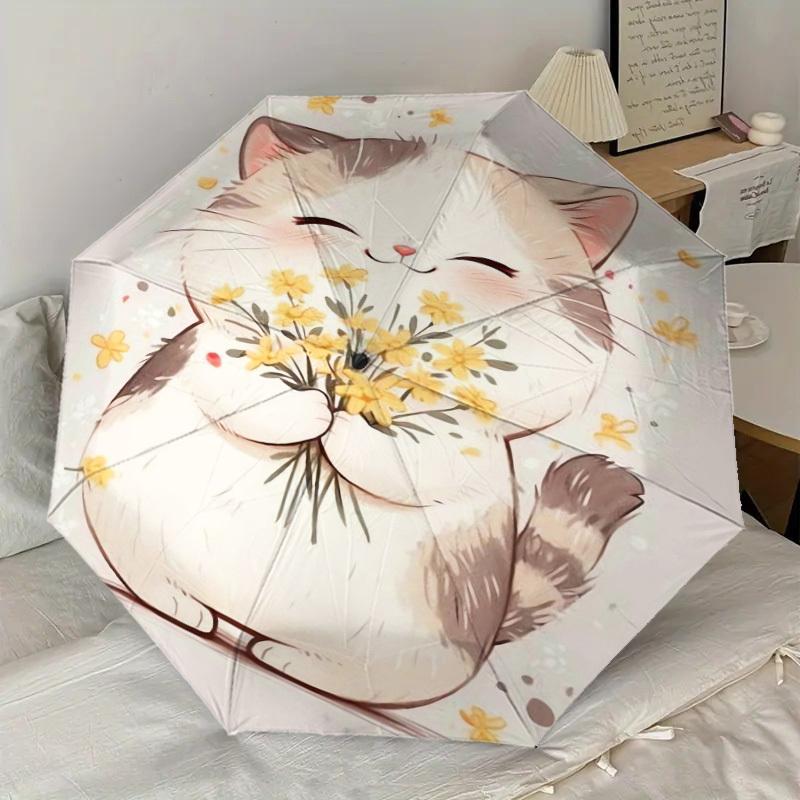 1 st Kattblommor Mönster Paraply Automatiskt Öppnings- och Stängningsparaply, Paraply av Hög Kvalitet, Idealisk Gåva till Henne 182