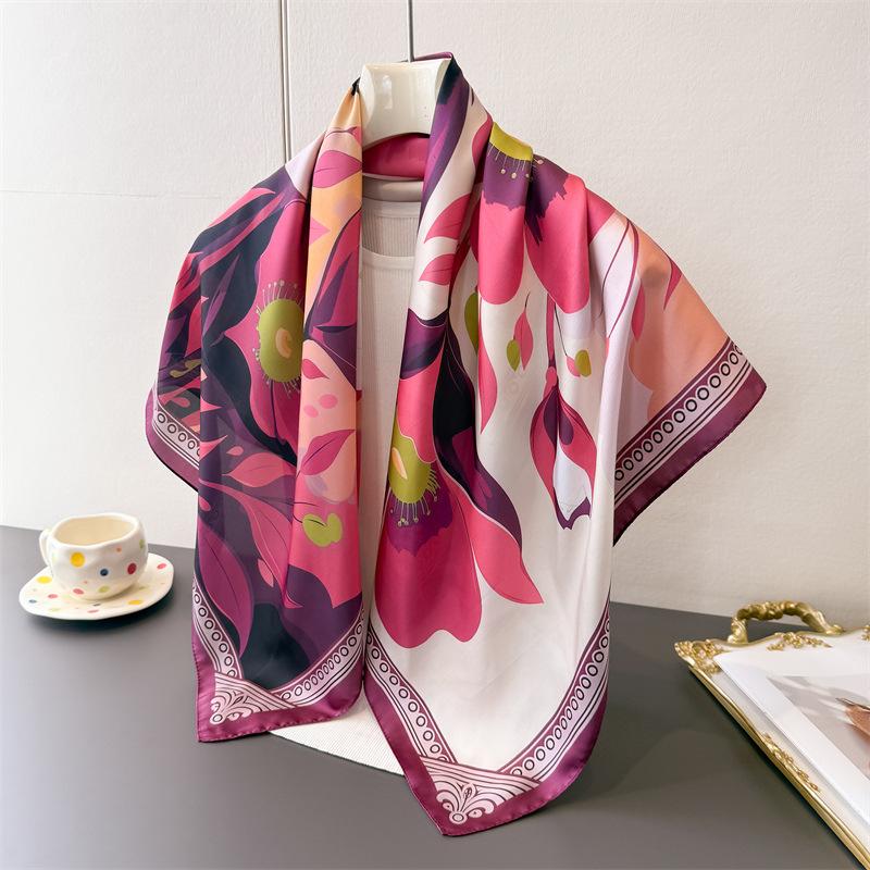 Mori Refreshing Simulation Silk High-end Large Square Scarf Silk Scarf Printed Shawl Decorative Scarf Sunscreen Headscarf Scarf Female